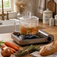 Pot de cuisson en verre résistant à la chaleur fait à la main avec couvercle, compatible avec les cuisinières à gaz, passe au lave-vaisselle, 1000 ml, pour soupes, pâtes, aliments pour bébés