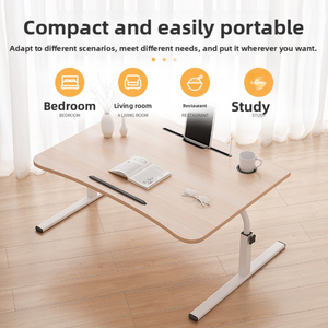 Mesa <span class=keywords><strong>para</strong></span> Portátil Giratoria 360°, Inclinable, <span class=keywords><strong>para</strong></span> Usar Sobre la Cama, con Protección Anticaídas, Soporte <span class=keywords><strong>para</strong></span> Tablet, Ranura <span class=keywords><strong>para</strong></span> Vasos, Patas de Soporte Metálicas Resistentes y Gruesas - Product Image 4