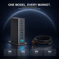 Chargeur de bureau GaN 520W, station de charge 8 ports, 4C PD100W 4A QC30W, affichage visuel, 8 appareils pour téléphone et montre