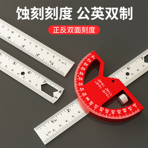 Casillas Multifunctional Angle Ruler Metal 180 Degree Protractor Woodworking Measuring <b>Tool</b> Metric Imperial <b>Scribing</b> Ruler - Product Image 4