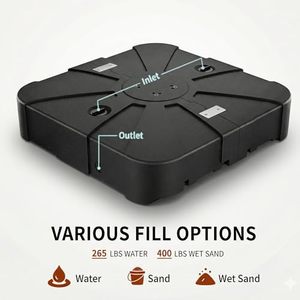 Ombrellone Quadrato Moderno 10X10FT in Alluminio con Luci LED, Impermeabile, Anti-UV, Base in Plastica Ecologica per Esterni, Patio, Hotel, Ristorazione - Product Image 4