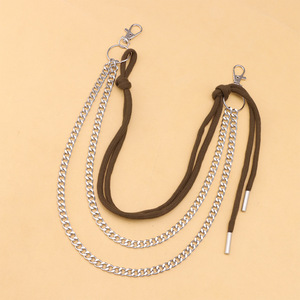 Trendy Multi Layer Metal Waist <b>Chain</b> With Brown Rope Ties For Denim Hip Hop Fashion Accessories Adult Wear - Product Image 6