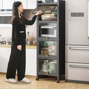 Organizador de despensa de cocina, casillero de especias <span class=keywords><strong>para</strong></span> alimentos, armario <span class=keywords><strong>para</strong></span> aperitivos, estante <span class=keywords><strong>para</strong></span> libros con puerta, suelo, tipo encimera, estante de almacenamiento, muebles - Product Image 2