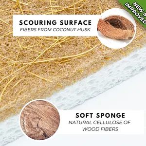 Spifit Eco Vriendelijke Geur Gratis Biologisch Afbreekbare Plantaardige Scrubber Pads Kokosnoot Cellulose Sponzen Voor Keuken Schoonmaken Gerechten