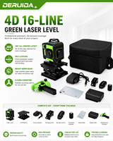 DERUIDA Niveau laser rotatif automatique 4D 16 lignes, auto-nivelant 360°, faisceau vert multifonctionnel, niveau laser croisé
