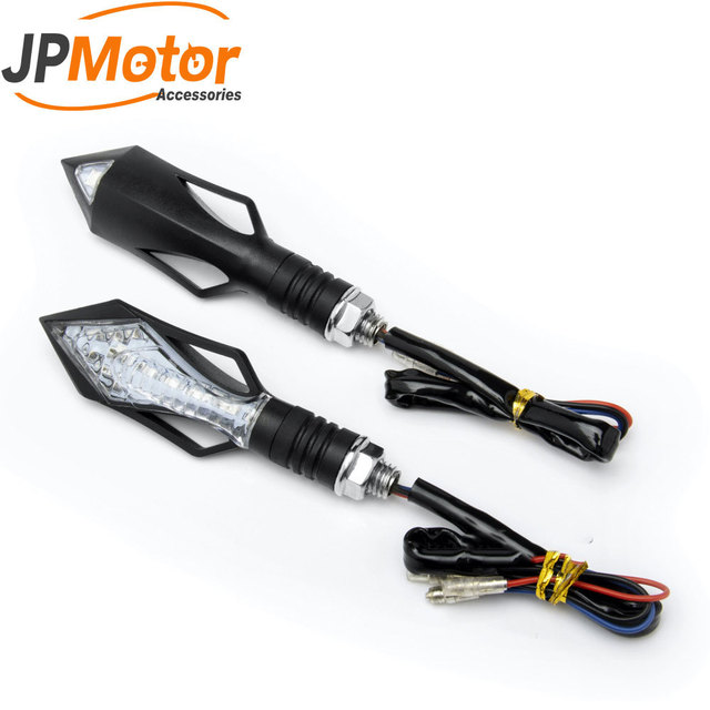 JP Motorcycle LED Turn Signal Light Running Water Flowing Effect Metal Construction DC 12V 4 Lens Right Position