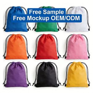 Custom Logo 210D Polyester <b>Drawstring</b> <b>Backpack</b> Factory Price Large Waterproof Foldable Shoe Reusable Sports Gym Bag - Product Image 3