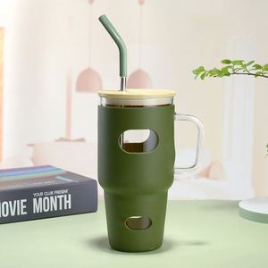 Gobelet en verre de 32 oz avec poignée et manchon en silicone pour les livreurs - Product Image 4
