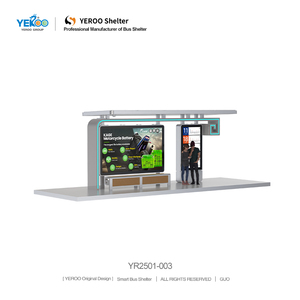 Abribus en métal pour aménagement urbain avec écran LED, arrêt de bus numérique intelligent avec système d'<span class=keywords><strong>annonce</strong></span> - Product Image 2