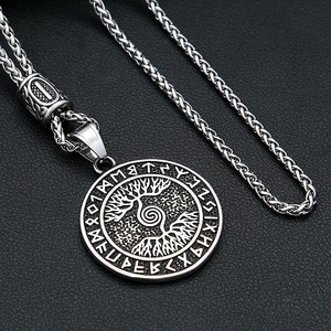 yunnique Norse Viking Odin Rune Pendant <b>Tree</b> Of Life Stainless Steel <b>Necklace</b> Men's Jewelry Gift - Product Image 1