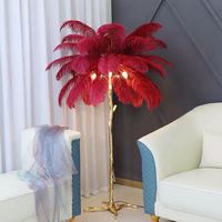 Ventes chaudes, lampe de sol en plumes d'autruche LED nordique de luxe, lampe en plumes moderne avec télécommande