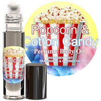 Huile de parfum en roll-on Popcorn Cotton Candy la plus vendue pour femme, format poche 0,34 fl oz, prête pour le transport aérien (TSA), coffret cadeau