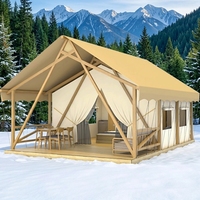 Hôtel Safari 5x7m en toile de coton Oxford avec matériaux PVC/PVDF, ouverture rapide quatre saisons, portable, type à armature droite, une chambre
