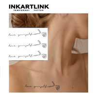 Autocollant de tatouage temporaire à base de plantes « Love Yourself Rose », imperméable, longue durée (15 jours), semi-permanent, art corporel pour bras, femmes et hommes