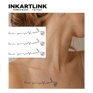 Adesivo per Tatuaggio Personalizzato 'Love Yourself' con Rosa, Impermeabile, Lunga Durata 15 Giorni, Semi-permanente, Arte Corporea per Braccia di Donne e Uomini - Product Image 2