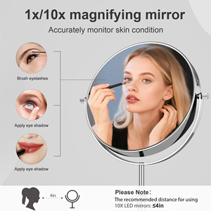 <span class=keywords><strong>10x</strong></span> <span class=keywords><strong>Magnifying</strong></span> 8 Inch Đôi Hai Mặt Trang Điểm Vanity Gương Có Thể Điều Chỉnh Đứng Kim Loại Kết Thúc Cho Máy Tính Để Bàn Bàn Bàn Trang Trí Nội Thất Gương - Product Image 2