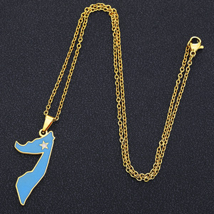 Groothandel op maat gemaakte metalen zinklegering halsketting met Somalische vlag en kaart, 2026 - Product Image 6