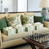 Boîtes cadeaux en papier vert à motifs floraux avec ruban et étiquette, style chinoiserie, boîtes d'emballage robustes pour fleurs, multi-usages