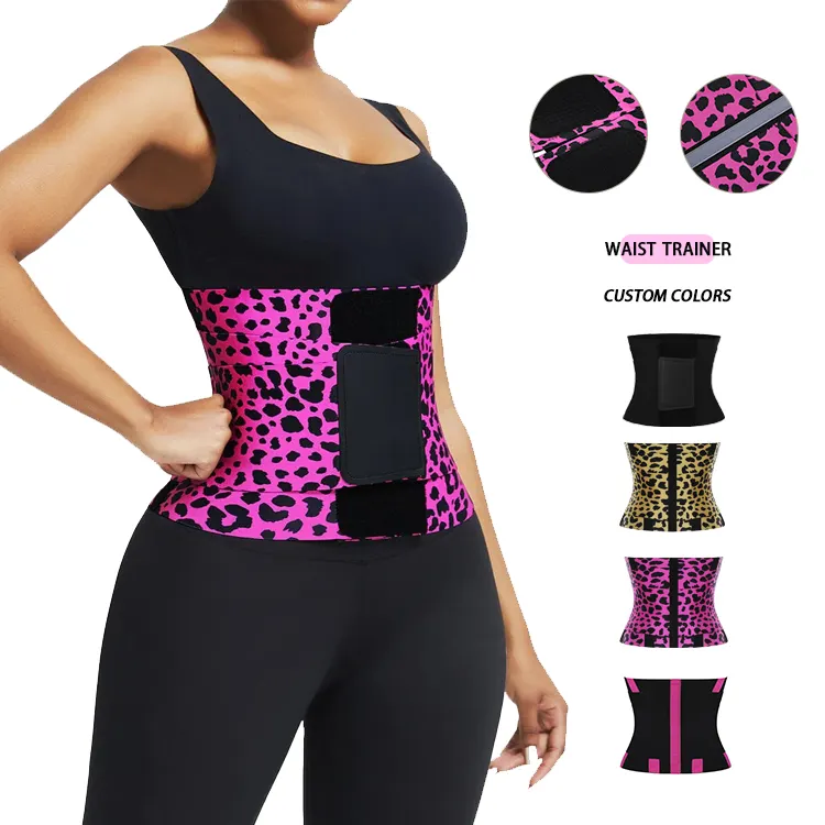 Custom Logo Leopard Print High Compression Elasticity Waist Trimmer Belt Women Fitness Back Support Slimming Belt