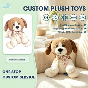 Peluche chiot avec nœud rose, chien en peluche marron et blanc, adorable peluche avec ruban pour cadeau de fille, fabrication OEM personnalisée - Product Image 1