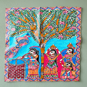 Pintura Madhubani Cultural de Bihar sobre Lienzo, Arte Popular Hecho a Mano en 3D, Decoración de Pared, Ojistha Industries, 2493 USD - Product Image 4
