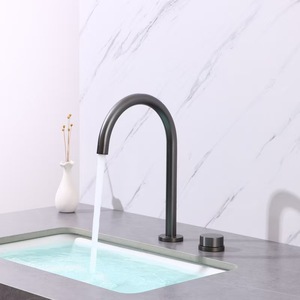 Jieshida Single Handle Basin Faucet 7.0-8.9in Spout Reach Modern <b>Deck</b> Mounted Brass Hot Cold Water For Hotels - Product Image 1