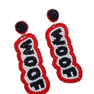 Pendientes de cuentas hechos a mano para mujer, aretes de aro de cuentas de semillas irregulares Vintage, joyería de Ángel de resina bordada para mujer - Product Image 4