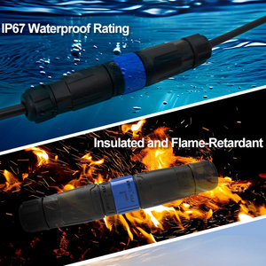 M16 2 Pin IP68 không thấm nước đẩy khóa nhựa Kết nối cắm với PA66 Nhà ở cho <span class=keywords><strong>LED</strong></span> chiếu sáng ngoài trời cáp điện hệ thống dây điện - Product Image 2