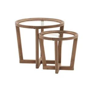 Nordisch geformte rustikale Holz Tee tisch perfekte Möbel Couch tisch Glasplatte