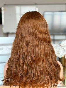 Pemium casher cheveux humains dentelle perruque Sheitel juif perruques pleine haute qualité cheveux lâche Curl couleur brune 17 pouces - Product Image 3