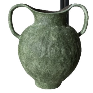 Vaso in Ceramica Artigianale Yun She Jingdezhen, Stile Classico Retrò Verde Opaco con Due Manici, per Fiori Freschi e Coltura Idrica, Decorazione per Soggiorno - Product Image 1