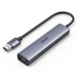 UGREEN USB Hub 4-Port Powered USB 3.0 Hub 4-Port Powered 5Gbps Fast Data Transfer Multi USB Port Hub For Laptop