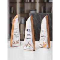Trophée Pentagramme Personnalisable en Bois de Hêtre 2025 avec Logo Imprimable – Cadeau d'Entreprise Commémoratif pour Employés Exceptionnels