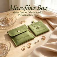 Pochette en microfibre avec logo personnalisé de luxe bijoux pochettes en velours sac avec bouton pour bijoux sac emballage sacs en daim velours