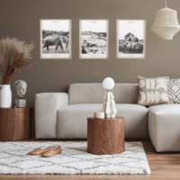 Sofine – art mural de haute qualité pour salon avec thème de protection des éléphants en noir et blanc
