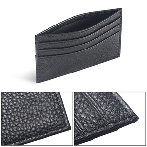 Tarjetero minimalista de cuero genuino, tamaño pequeño, con múltiples ranuras para tarjetas de crédito, para hombres, uso diario - Product Image 3