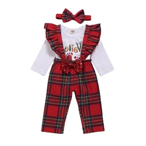 Conjunto de Ropa de Bebé Recién Nacido de 3 Piezas, Colorido, con Estampado a Cuadros, Pantalones Cortos de Verano, Camiseta de Punto, Incluye Diadema - Product Image 6
