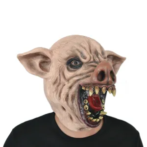 Costumes de Cosplay d'halloween, nouveauté Animal cochon tête complète effrayant Latex fête masques d'halloween