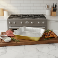 Plaque en aluminium jetable WB série Gold pour la cuisson, 2200 ml, moule à gâteau en aluminium avec couvercle en plastique