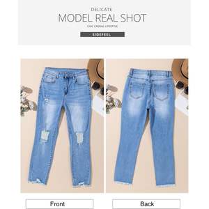 2025 <b>Women's</b> Size 4-18 Pencil Pants Breathable <b>Stretchy</b> Distressed Denim Boyfriend <b>Jeans</b> Zimbaplatinum Skinny Pencil Pants - Product Image 4