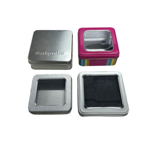 علبة معدنية مربعة ومستطيلة آمنة على الغذاء علبة معدنية مزودة بجزء شفاف بغطاء يمكن الطباعة عليها حسب الطلب لتعبئة البسكويت - Product Image 2