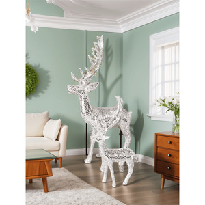 Custom Mirror Mosaic Resin <b>Reindeer</b> Statue for <b>Christmas</b> Hotel and Retail Display - Product Image 2