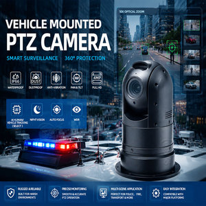 กล้อง IP PTZ ติดตั้งบนยานพาหนะ ความละเอียด 4MP ซูมออปติคอล 10 เท่า 360 องศา °   กล้องมือถือ <span class=keywords><strong>ONVIF</strong></span> แบบหมุนต่อเนื่องสำหรับการลาดตระเวนยานพาหนะ - Product Image 2