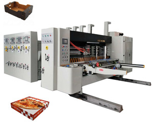 Machine automatique de fabrication de boîtes à <span class=keywords><strong>pizza</strong></span> en carton avec fente pour boîte PLC, machines de presse d'impression, prix - Product Image 1