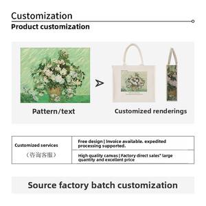 Sac fourre-tout grande capacité style peinture à l'huile Rose Blanche 2026 avec logo imprimé pour filles, idéal pour les trajets quotidiens, sacs fourre-tout personnalisables pour femmes - Product Image 4