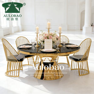 Table de banquet en verre pour mariage avec base en acier inoxydable doré pour événements - Product Image 4