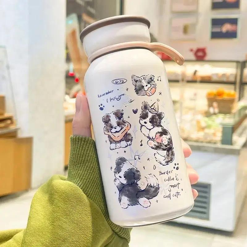 400ml milk thermos cup-blue puppy