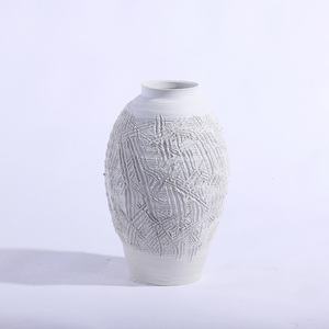 Jarrón de cerámica Beige redondo rústico moderno Retro Wabi Sabi Garden <span class=keywords><strong>Deko</strong></span> para decoración del <span class=keywords><strong>hogar</strong></span> Mesa decoración al aire libre - Product Image 2