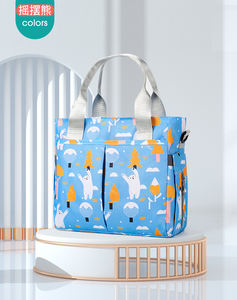 Sacs de poussette multifonctionnels en nylon grande capacité, avec séparation sec/humide, organisateur de couches pour maman, isotherme pour lait et motifs imprimés pour bébé - Product Image 6