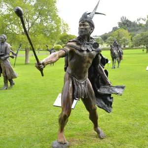 정원 장식 생활 크기 전사 동상 아프리카 청동 조각
